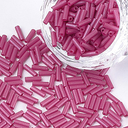 Boules de verre de peinture de cuisson au four, trou rond, support violet rouge, 6~6.5x2mm, Trou: 0.8mm, environ 30000 pcs / sachet 