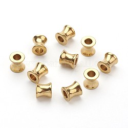 304 Stainless Steel European Large Hole Beads, Column, Golden, 8x8mm, Hole: 4mm, 10pcs/set