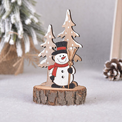 木製人形ディスプレイ装飾  クリスマスの装飾品  パーティーギフトの家の装飾  雪だるま  70x120mm