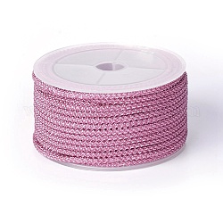 Polyester Braided Cord, Flamingo, 3mm, about 12.02~13.12 yards(11~12m)/roll
