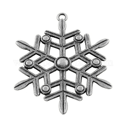 Lega stile tibetano fiocco di neve grandi ciondoli,  cadmio& piombo libero, argento antico, 58x47x3mm, Foro: 3 mm