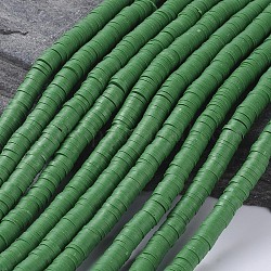 Abalorios de arcilla polimérica hechos a mano, disco / plano y redondo, abalorios heishi, verde mar oscuro, 8x0.5~1mm, agujero: 2 mm, aproximamente 380~400 pcs / cadena, 17.7 pulgada