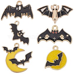 SUNNYCLUE 1 Box 36Pcs 6 Style Bat Charm Bulk Halloween Themed Charm Vampire Charms Spooky Flittermouse Fly Animal Charm for Jewelry Making Kit Women Adults DIY Bracelet Necklace Earrings Crafts