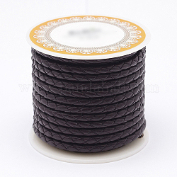 編みこみ牛革レザーコード  ブレスレット用レザーロープストリング  コーヒー  3mm  約8.74ヤード（8m）/ロール