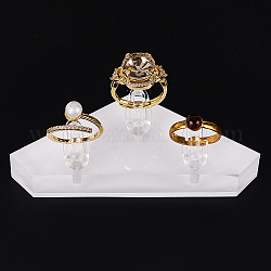Espositori per anelli da dito in acrilico trasparente a 3 slot, porta espositore ad anello, triangolo, bianco, 3.9x9.3x2.5cm