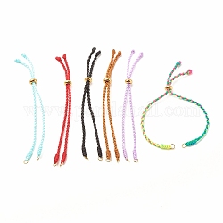 Bracelet cordon tressé en fil de nylon tressé, avec placage ionique (ip) 202 perles en acier inoxydable, pour la fabrication de bracelets coulissants, couleur mixte, 5-3/8 pouce (13.5 cm), 0.25 cm