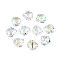 Perlas de acrílico iridiscentes arcoíris transparentes chapadas en uv, color de ab chapado, pepitas, claro ab, 14.5x14.5x7mm, agujero: 1.8 mm