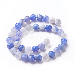 Chapelets de perles d'agate naturelle, teinte, ronde, bleuet, 6mm, Trou: 0.8mm, Environ 65~66 pcs/chapelet, 15 pouce (38 cm)