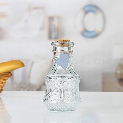 Glass Bead Containers, Wishing Bottles, with Cork, Flower, 8x14cm