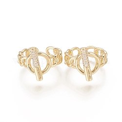 Латунные кольца из манжеты с прозрачным цирконием, открытые кольца, долговечный, застежка и цепочка, золотые, Размер 8, внутренний диаметр: 18 мм