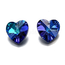 Breloques en verre d'idées de valentines romantiques, pendentifs coeur facetté, bleu, 18x18x10mm, Trou: 1mm