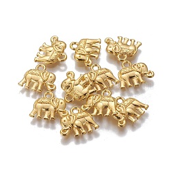 Charms in lega stile tibetano, cadmio & nichel &piombo libero, forma di elefante, oro, 12x14x2.5mm, Foro: 1 mm