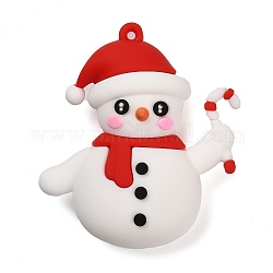 Рождественские пластиковые большие подвески из пвх, снеговик, 52.5x46x19.5 мм, отверстие : 2 мм