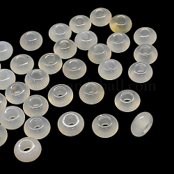 Natürliche weiße Achat europäischen großen Loch Perlen, Rondell, 13~14x7~8 mm, Bohrung: 5 mm