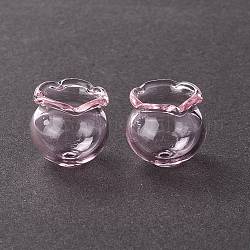 Glass Bead Cone for Wind Chimes Making, Campanula Medium L, Pink, 15x16mm, Hole: 2.7mm
