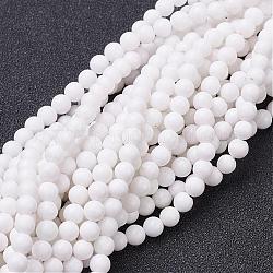 Fili di perline mashan giada tondo naturale, tinti e riscaldato, bianco, 4mm, Foro: 1 mm, circa 98pcs/filo, 15.7 pollice