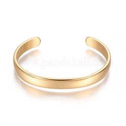 Ion Plating(IP) 304 Stainless Steel Cuff Bangles, Golden, 2-1/4x1-5/8 inch(5.7x4cm), 4mm