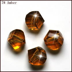 Imitazione branelli di cristallo austriaco, grado aaa, sfaccettato, poligono, sienna, 8mm, Foro: 0.9~1 mm
