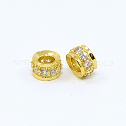 Messing Zirkonia Perlen, Rondell, golden, 6x4 mm, Bohrung: 3 mm