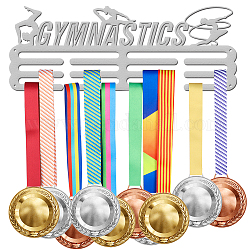 Espositore da parete con porta medaglie in ferro a tema sportivo, con viti, modello di ginnastica, 150x400mm