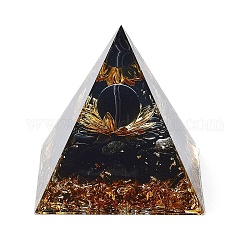 Générateurs d'énergie de résine de pyramide d'orgonite, Puces d'obsidienne naturelle reiki à l'intérieur pour la décoration de bureau à domicile, 59.5x59.5x59.5mm