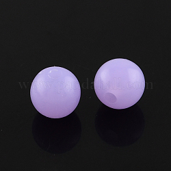 Perlas de acrílico fluorescentes, redondo, lila, 8mm, agujero: 1.5 mm, aproximamente 1700 unidades / 500 g