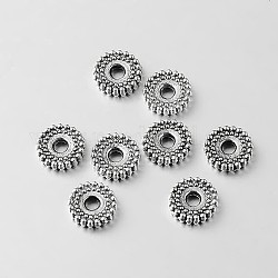 Stile tibetano in lega i branelli del distanziatore, rotondo e piatto, argento antico, 6x1.5mm, Foro: 1.5 mm