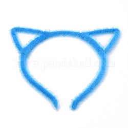Accesorios para el cabello hierro gatito diadema, con tela de crin de imitación, forma de orejas de gato, azul de cielo profundo, 110mm