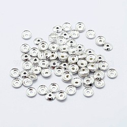 925 Sterling Silber Perlenkappen, apetalous, mit 925 Stempel, Silber, 4x1 mm, Bohrung: 0.8 mm
