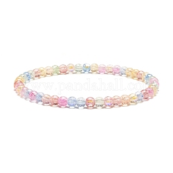 Bracelet extensible perles rondes en verre craquelé étincelant 4mm, bracelet délicat pour femme adolescente, colorées, diamètre intérieur: 2-1/8 pouce (5.3 cm), perles: 4 mm