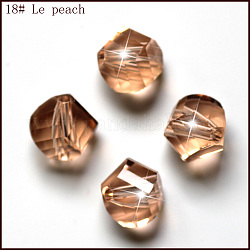 Imitazione branelli di cristallo austriaco, grado aaa, sfaccettato, poligono, peachpuff, 10mm, Foro: 0.9~1 mm