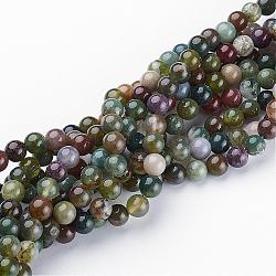 Chapelets de perles en agate indienne naturelle, ronde, 6mm, Trou: 0.8mm, Environ 59~62 pcs/chapelet, 15~16 pouce
