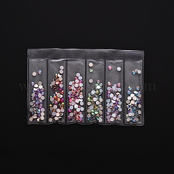 Decoración de uñas acrílicas con rhinestone de seis colores, platino chapado en espalda plana, diamante, color mezclado, 4x2mm, aproximamente 320 unidades / bolsa