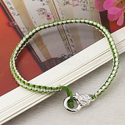 Braided Nylon Bracelet Making, Nice for DIY Jewelry Making, with Alloy Lobster Claw Clasps, Olive Drab, 195x5mm