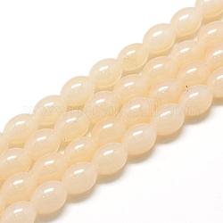 Chapelets de perles en verre peint, ovale, jade d'imitation, amande blanchie, 8~8.5x6~6.5mm, Trou: 1.5mm, Environ 96 pcs/chapelet, 32.2 pouce