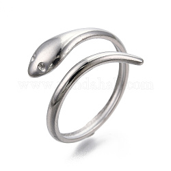 304 anillo de puño de serpiente de acero inoxidable, anillo de envoltura abierta para mujeres niñas, color acero inoxidable, nosotros tamaño 6 (17.1 mm)