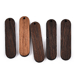 Pendenti in legno wengè naturale, undyed, fascini ovali, marrone noce di cocco, 45.5x11x3.5mm, Foro: 2 mm