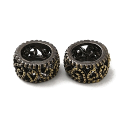 Perles à grands trous en laiton plaqué sur support de style tibétain, Plaqué longue durée, Colonne creuse, bronze antique, 13.5x7mm, Trou: 9mm