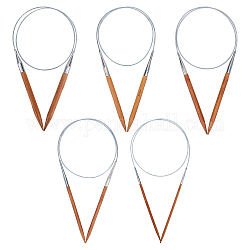 CHGCRAFT 5Pcs 5 Style Bamboo Circular Knitting Needles, with PVC and Steel Wire, Camel, 80.3~85x0.4~1cm, 1pcs/style