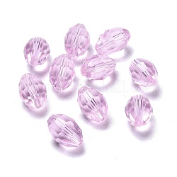 Verre imitation perles de cristal autrichien, facette, ovale, perle rose, 9x6mm, Trou: 0.8~1.4mm