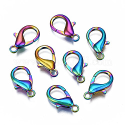 Alloy Lobster Claw Clasps, Cadmium Free & Nickel Free & Lead Free, Rainbow Color, 18x10x4mm, Hole: 2mm