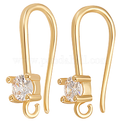 Beebeecraft 30Pcs Cubic Zirconia Earring Hooks 18K Gold Plated French Ear Wires Fish Earring Hooks with Open Loop for DIY Earrings Jewellery Making
