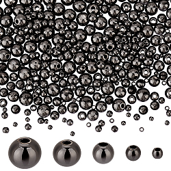 Пандахолл элита 400 шт. 5 стиля стойки покрытие латунные бусины, долговечный, круглые, металлический черный, 2~6 мм, отверстие : 1~1.5 мм, 80шт / стиль