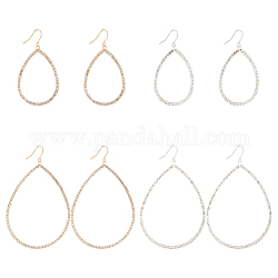 Anattasoul 4 paia 4 orecchini pendenti con strass in cristallo stile strass, gioielli in lega per le donne, platino e oro chiaro, 55~79mm, ago :0.7mm, 1 paio/stile