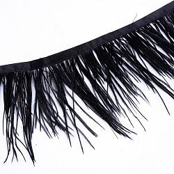 Struzzo moda accessori piuma panno filo costume, nero, 80~100mm, circa 10iarde / borsa