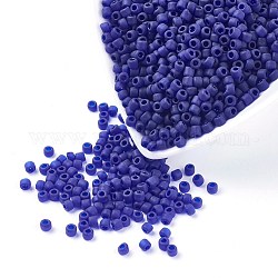 Perles de verre mgb matsuno, Perles de rocaille japonais, 6/0 perles rocailles avec trou ronde en verre de couleurs transparentes mates, bleu, 3.5~4x2.5~3mm, Trou: 1.4mm, environ 300 pcs/20 g