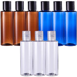 PET Plastic Press Cap Transparent Bottles, Refillable Bottles, Mixed Color, 140x40mm