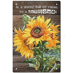 Metall-Eisen-Schild-Plakat, für die wanddekoration zu hause, Rechteck mit Wort, Sonnenblumenmuster, 300x200x0.5 mm