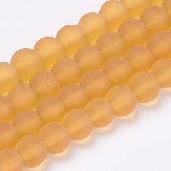 Transparente Glasperlen Stränge, matt, Runde, dunkelgolden, 6 mm, Bohrung: 1 mm, ca. 55 Stk. / Strang, 12.9 Zoll