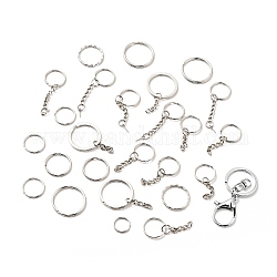 Cierres de anillo de llavero de aleación, fornituras de cierre de llavero, Platino, 20~65mm, anillo: 20~30x2 mm, aproximamente 250 unidades / 1000 g